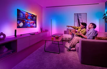 Philips Hue Play HDMI Sync Box 8K in woonkamer