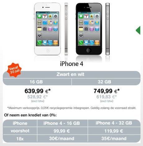 kofferbak Kwijtschelding molecuul iPhone 4: prijzen bekendgemaakt in België en Italië
