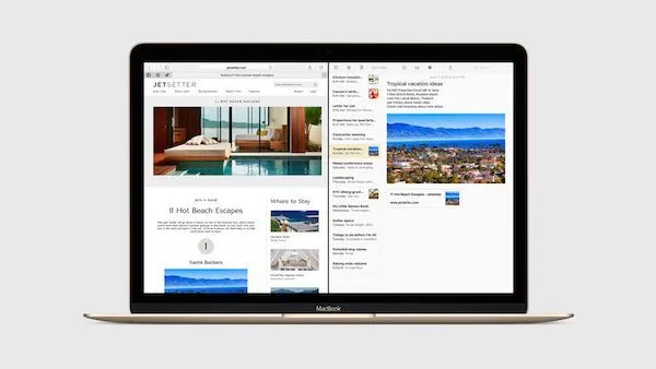 Twee apps naast elkaar gebruiken op de Mac in Split View