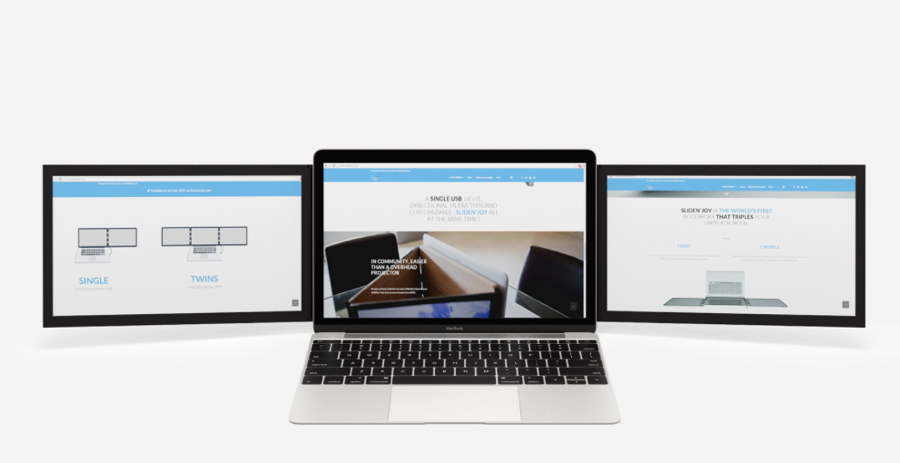paars metaal Intuïtie Slide N' Joy geeft MacBook twee extra uitklapbare schermen