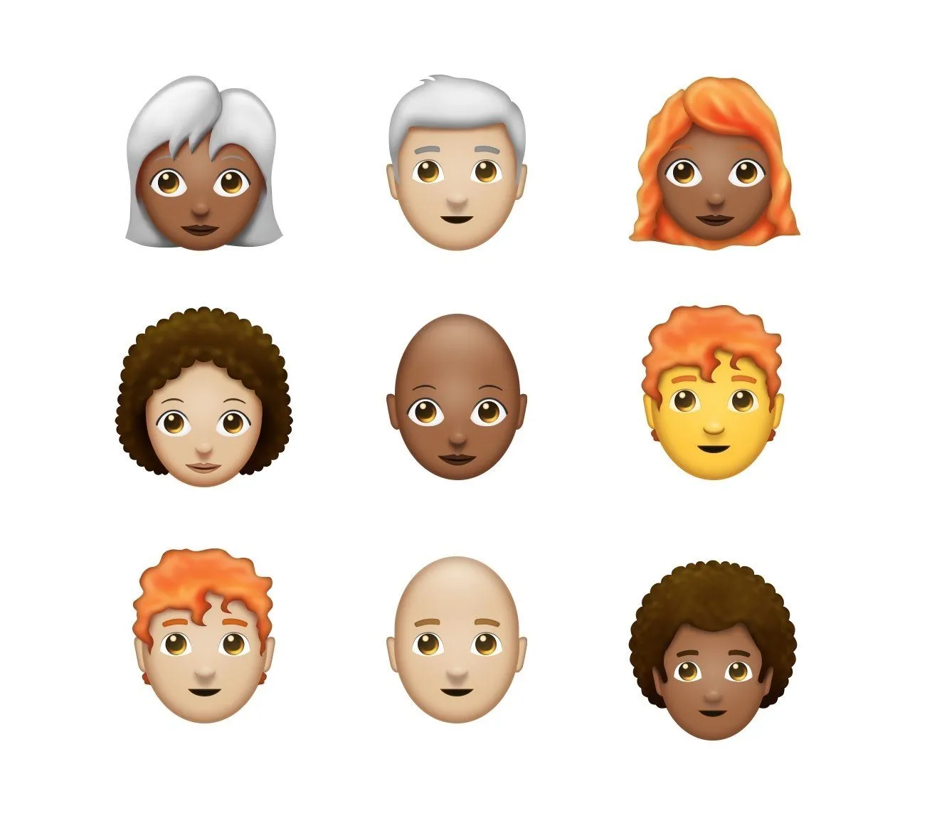 Grijs, roodharig, kaal of een afro? Er is een passende emoji voor jou op komst