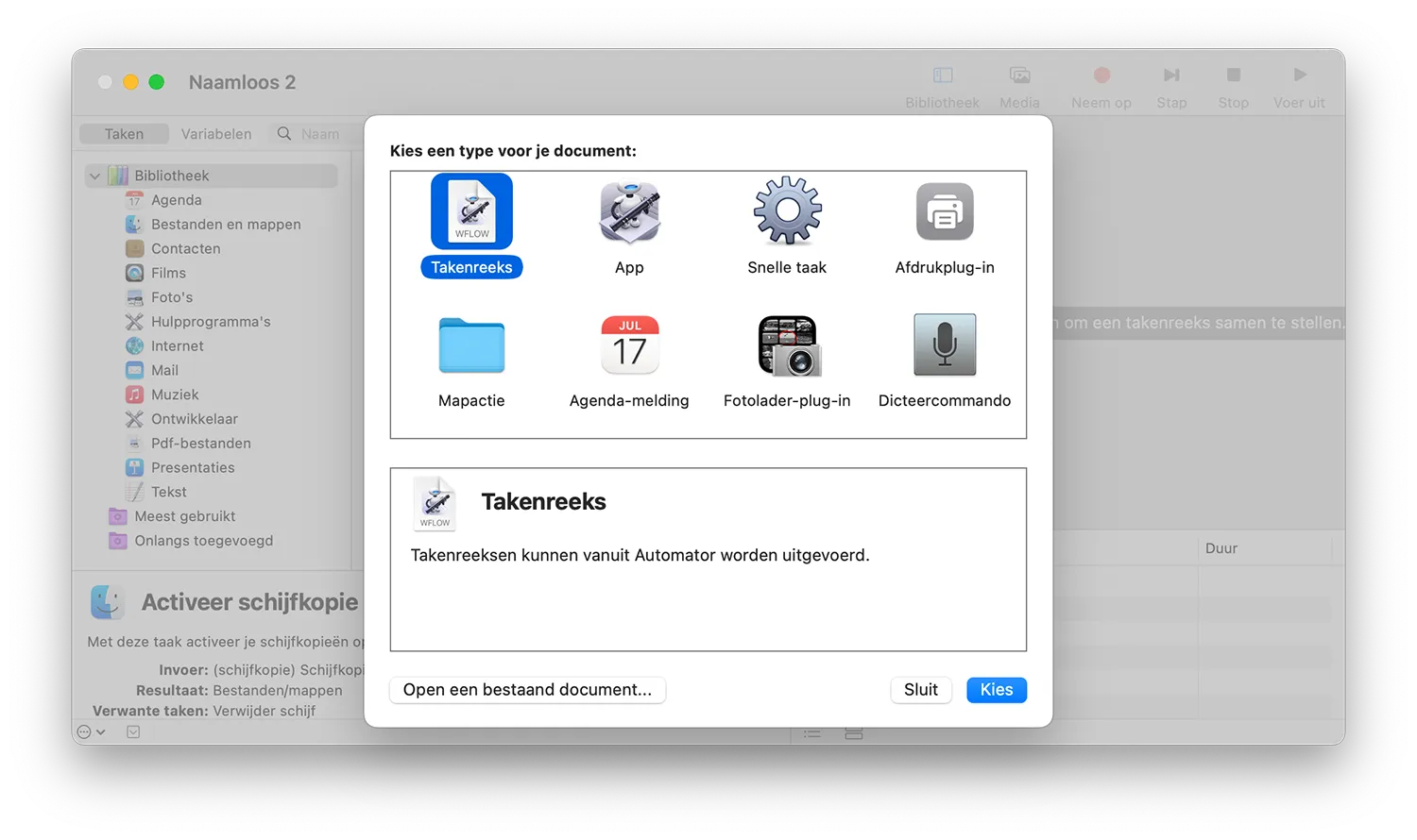 Automator takenreeks