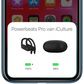 PowerBeats Pro batterij melding.