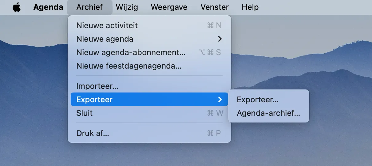 Agenda-app exporteren op Mac