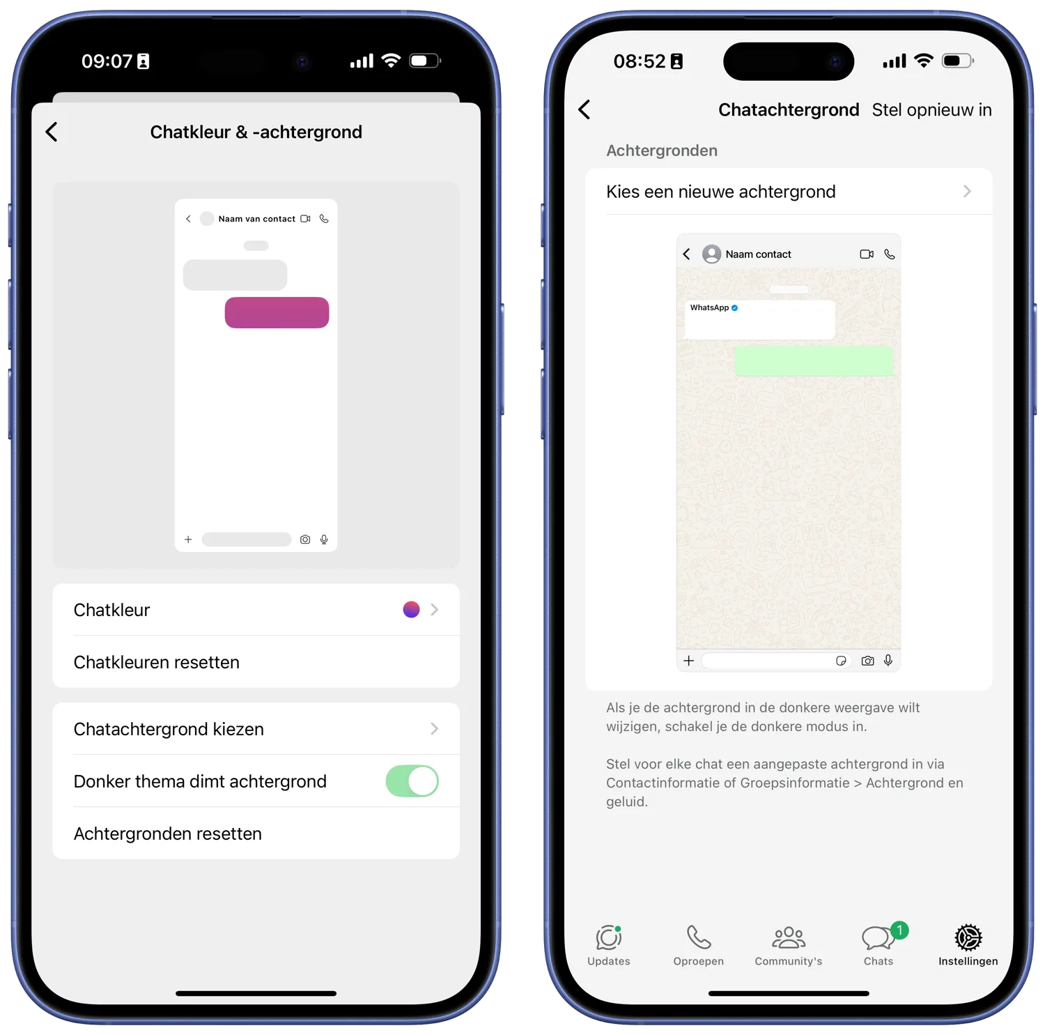 Chatachtergrond WhatsApp vs Signal