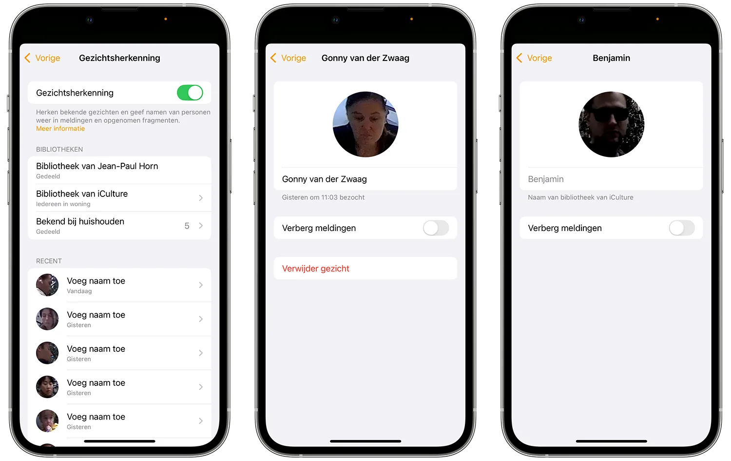 Persoon verwijderen HomeKit camera