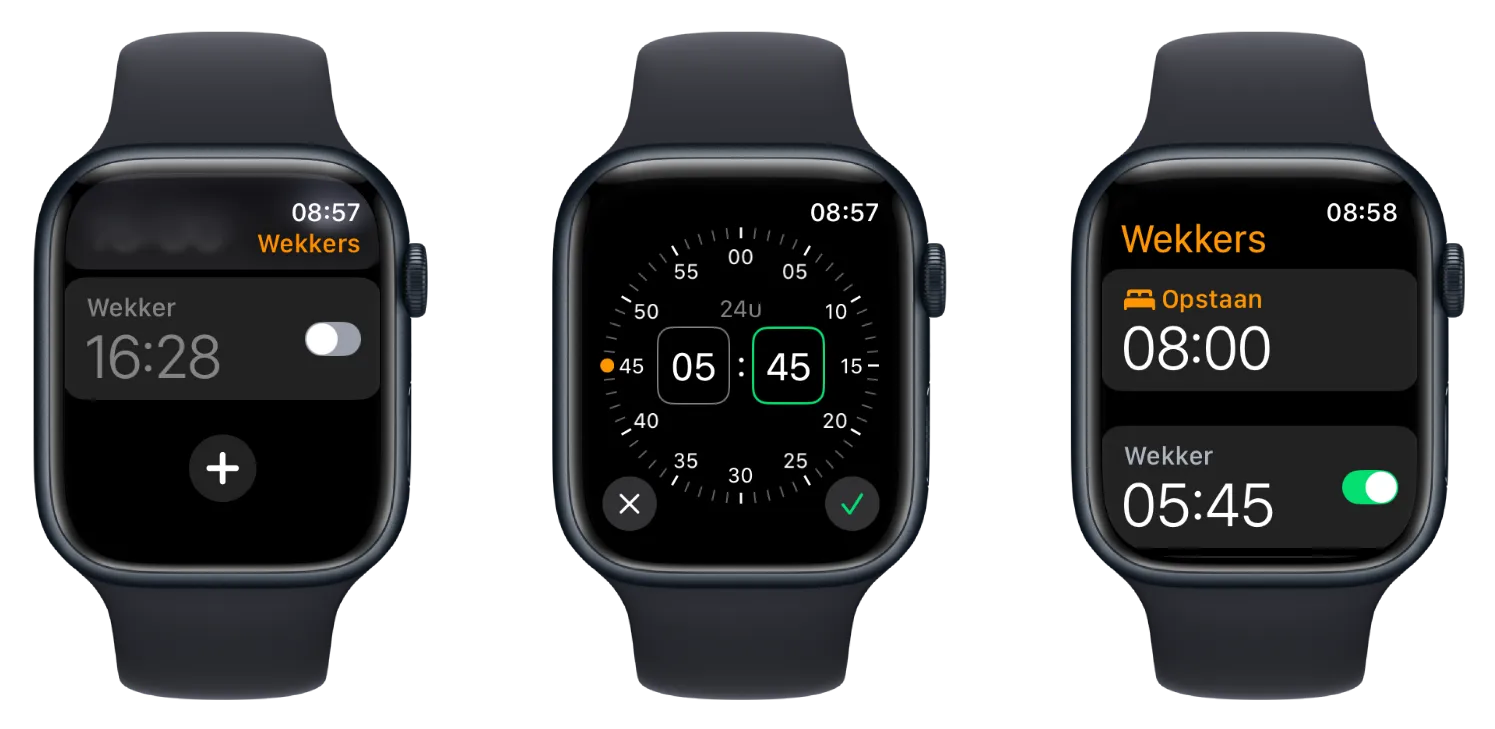 Wekker app op Apple Watch