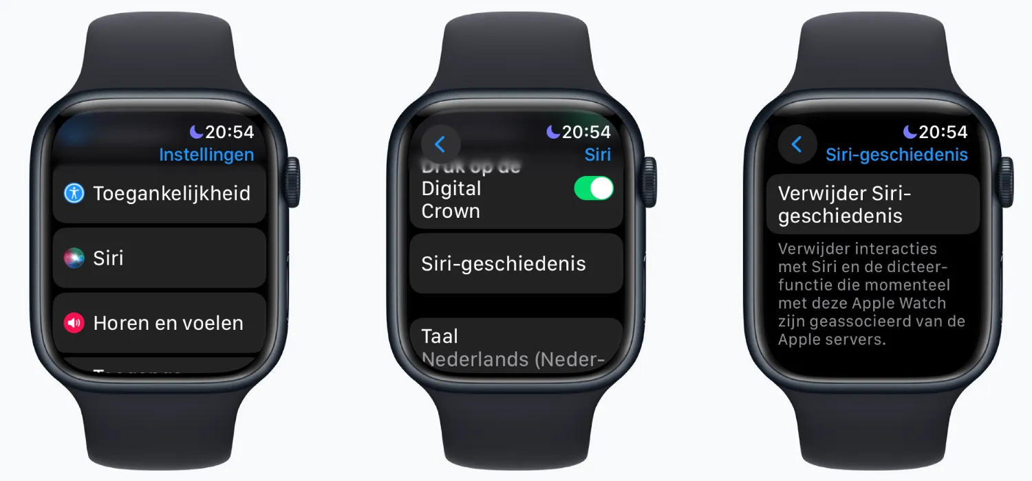 Siri-geschiedenis op Apple Watch