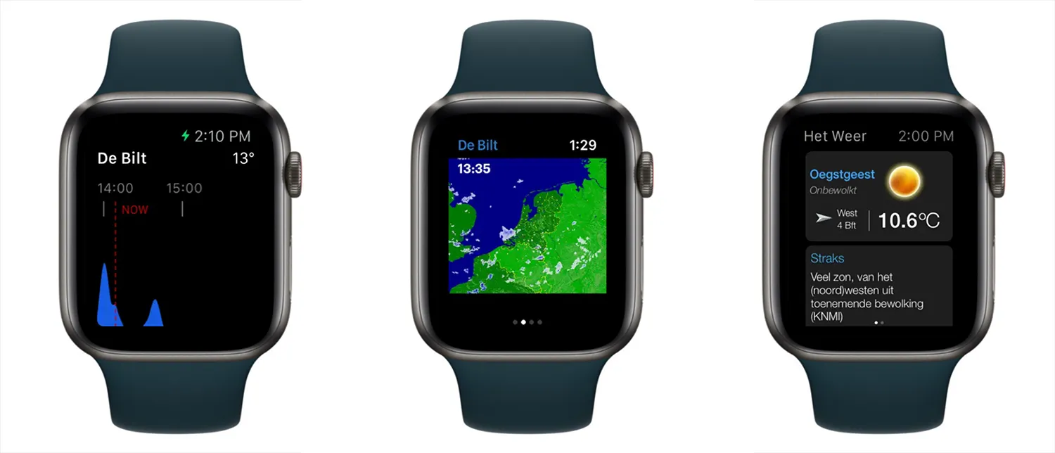 Buienalarm, Buienradar en Het weer op de Apple Watch