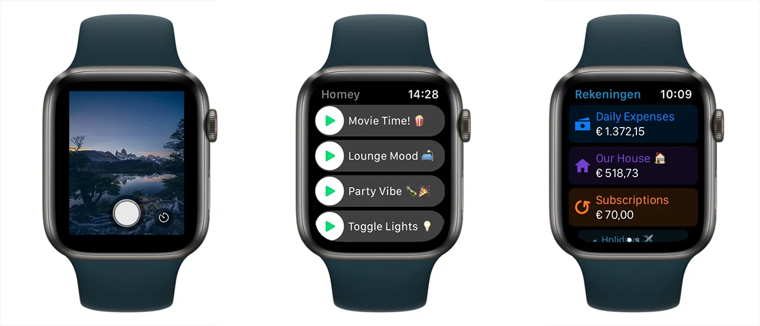 Halide, Homey en Bunq op de Apple Watch