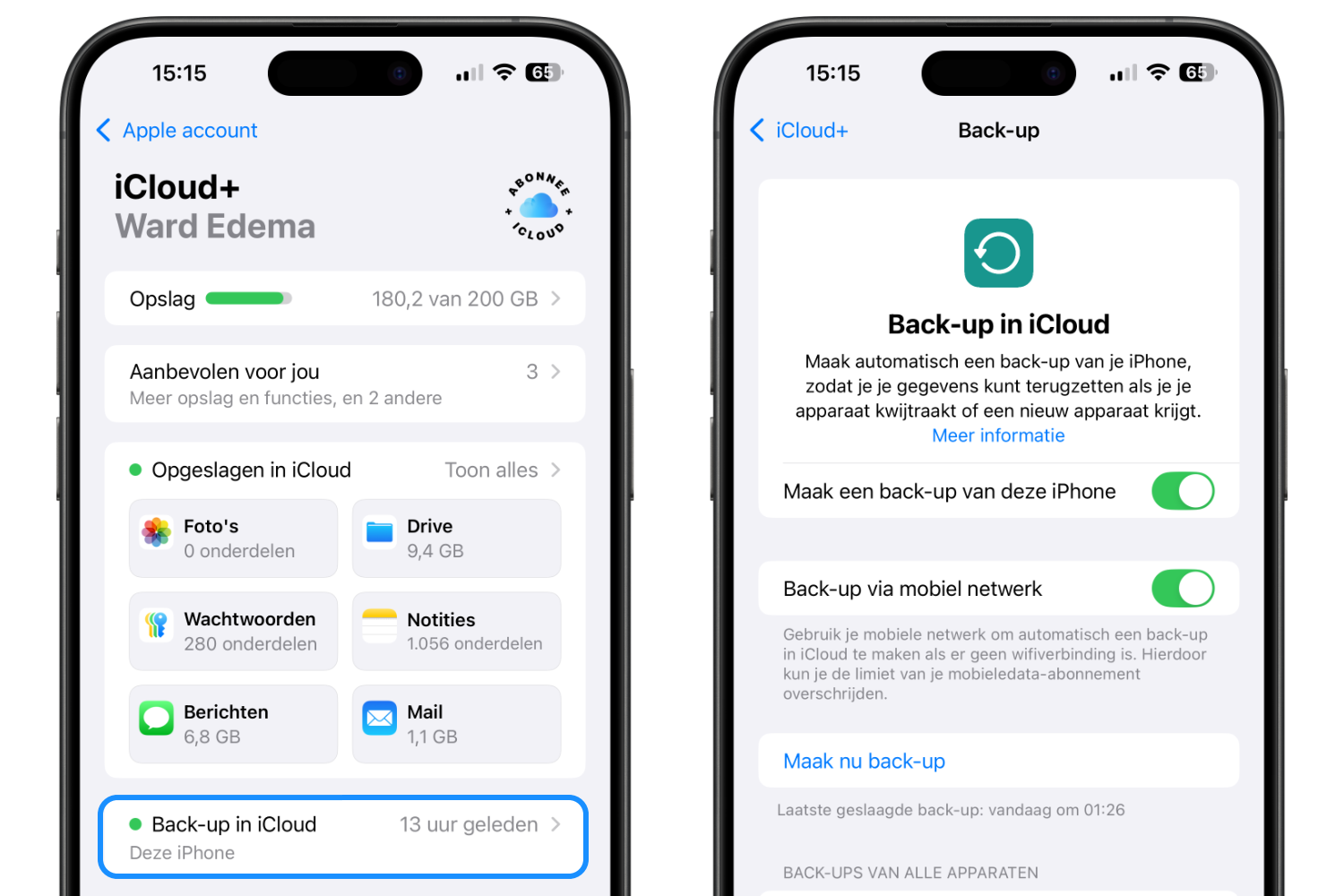 iCloud backup maken