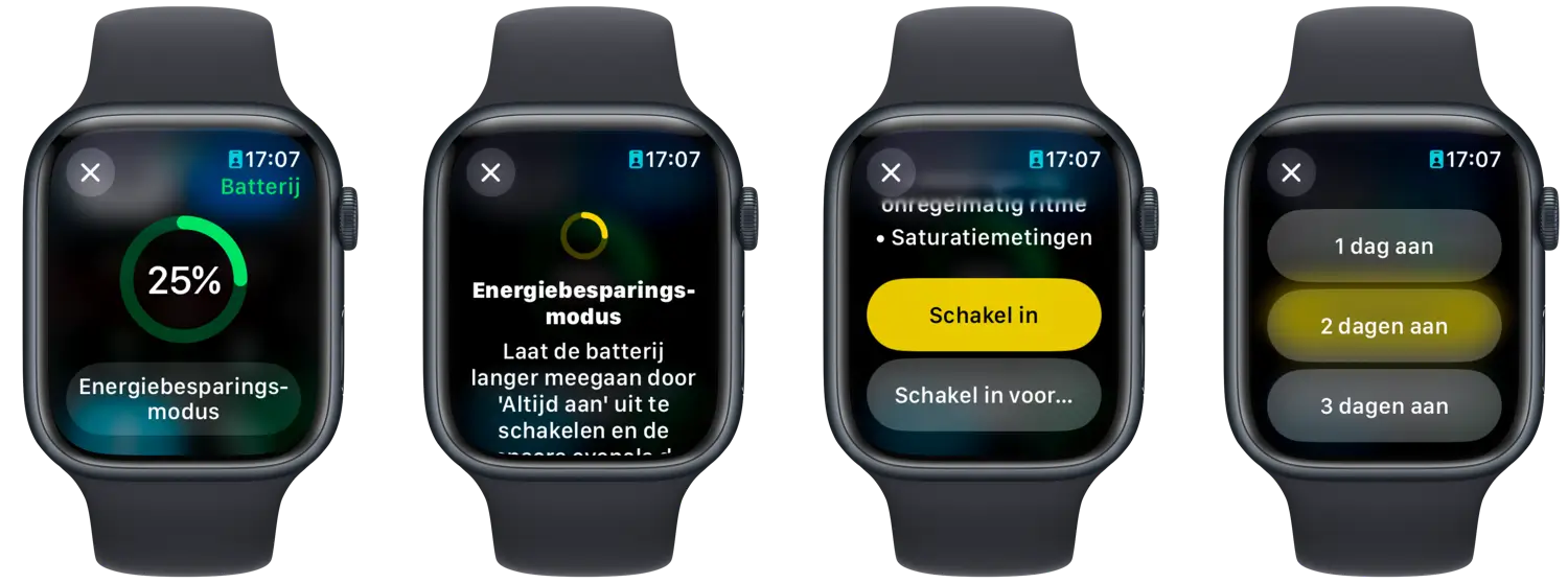 Apple Watch Energiebesparingsmodus inschakelen