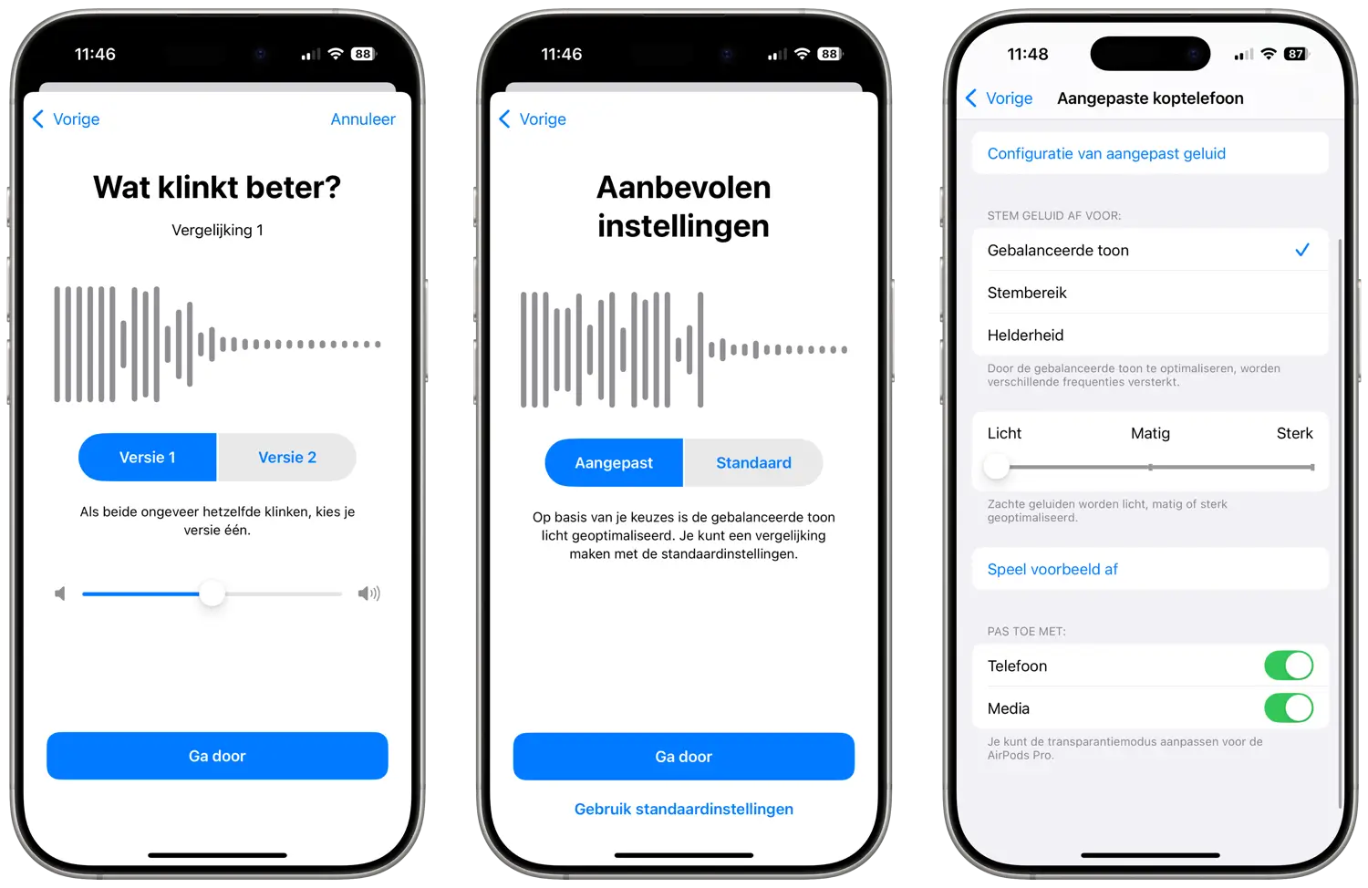 Aangepast geluid koptelefoon configureren