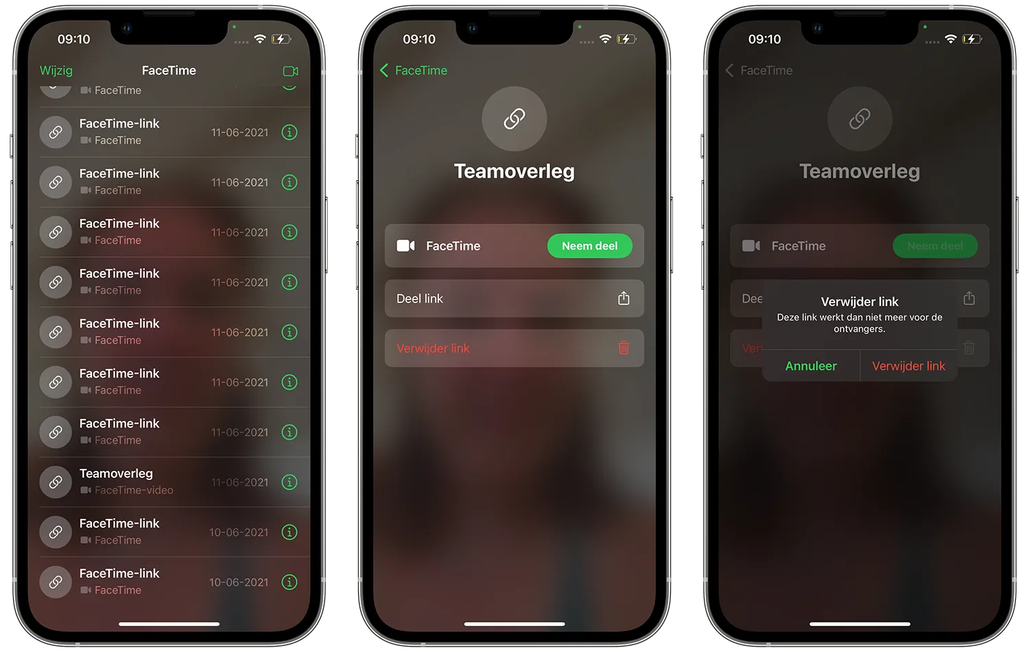 FaceTime link verwijderen