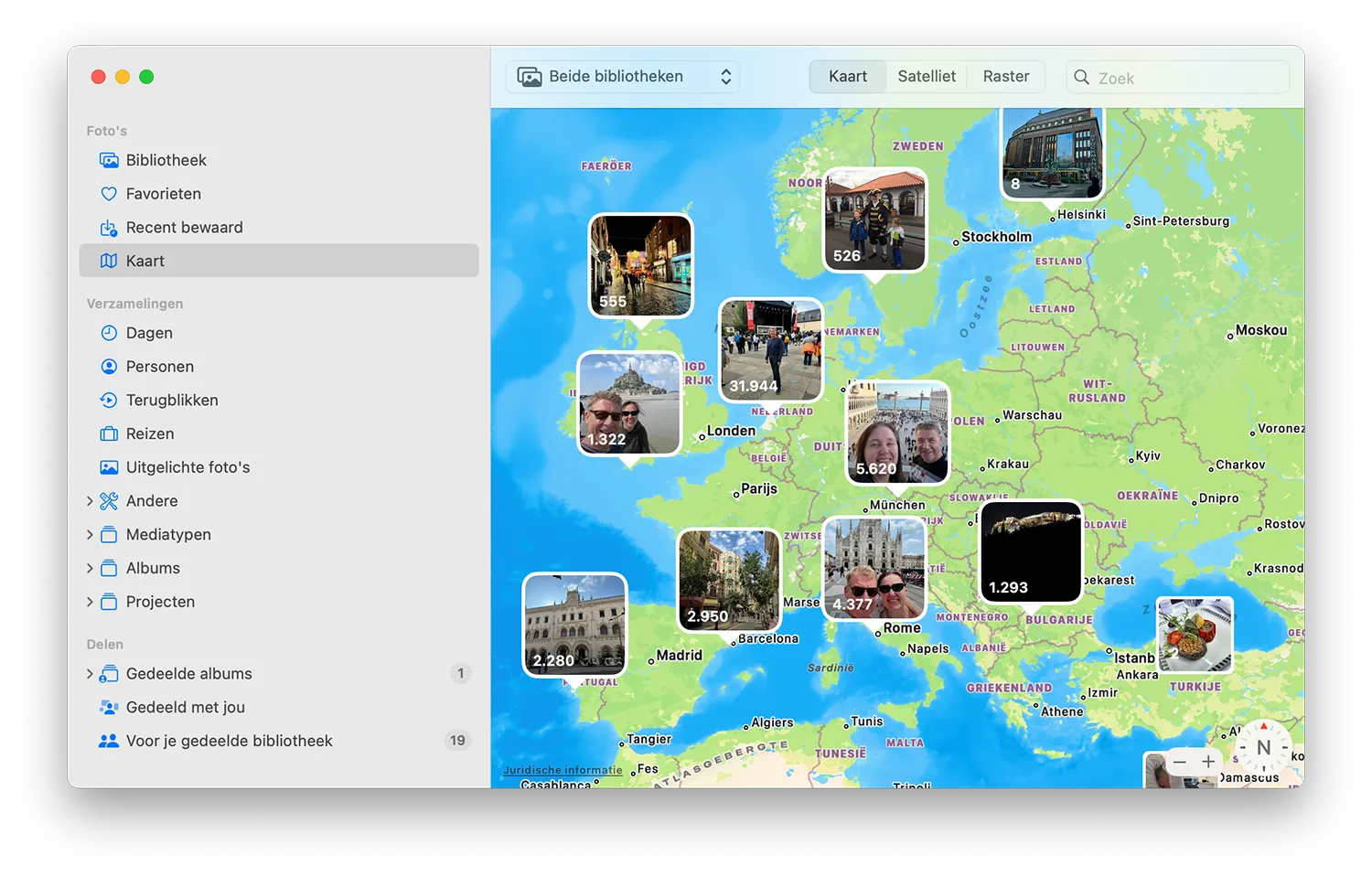Fotolocaties op de kaart op Mac