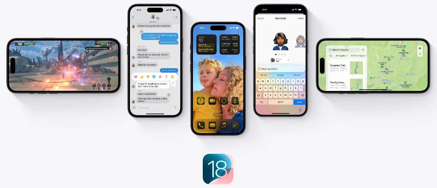 iOS 18 logo met iPhones