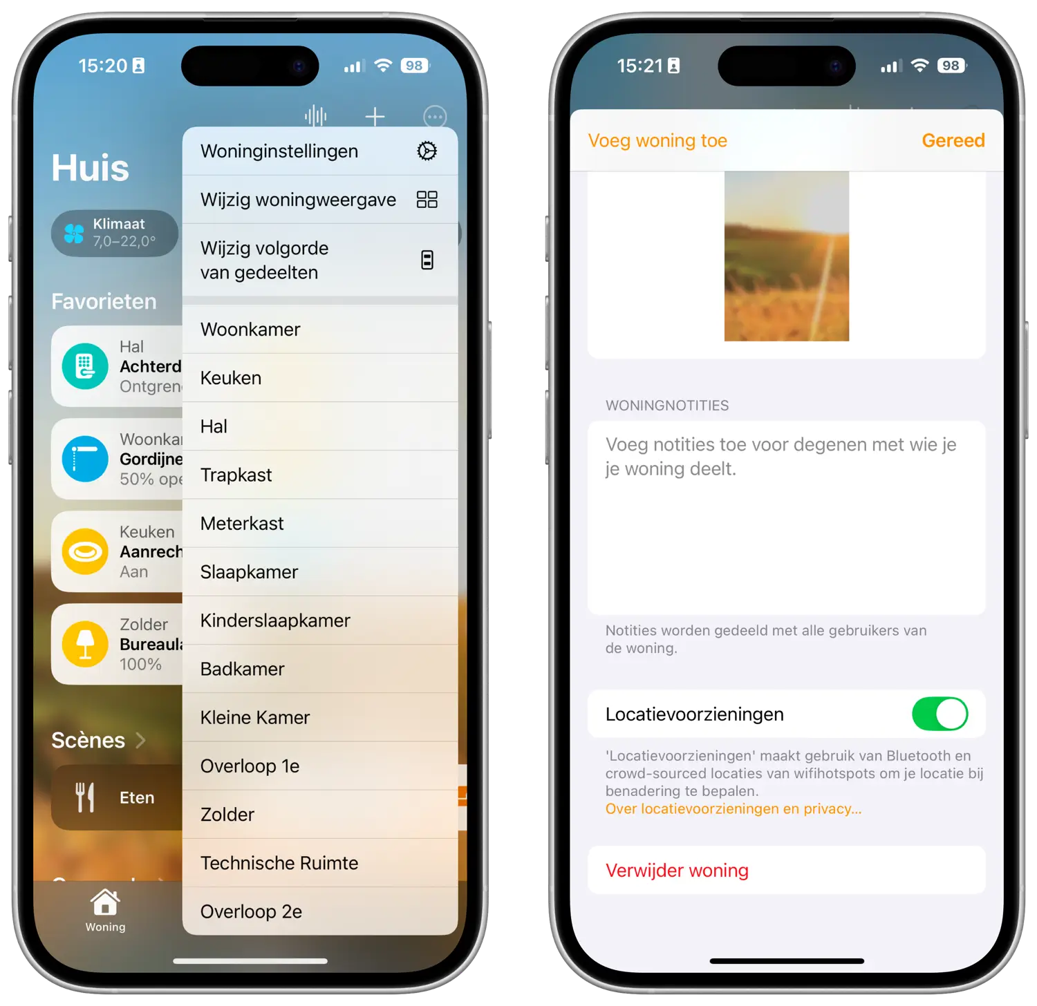 HomeKit woningnotities toevoegen