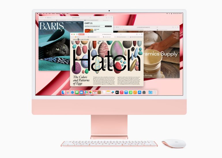 Apple iMac M3 in roze met Safari