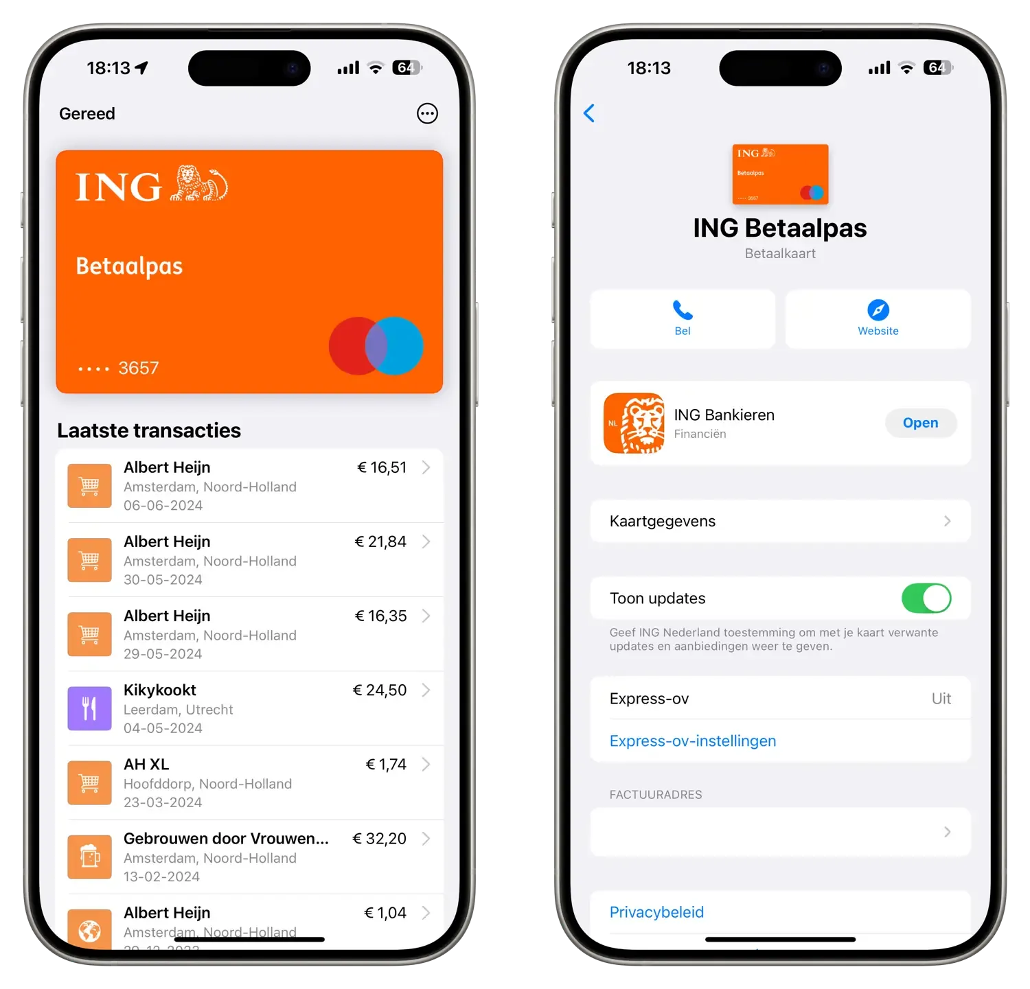 Transacties van Apple Pay op de iPhone