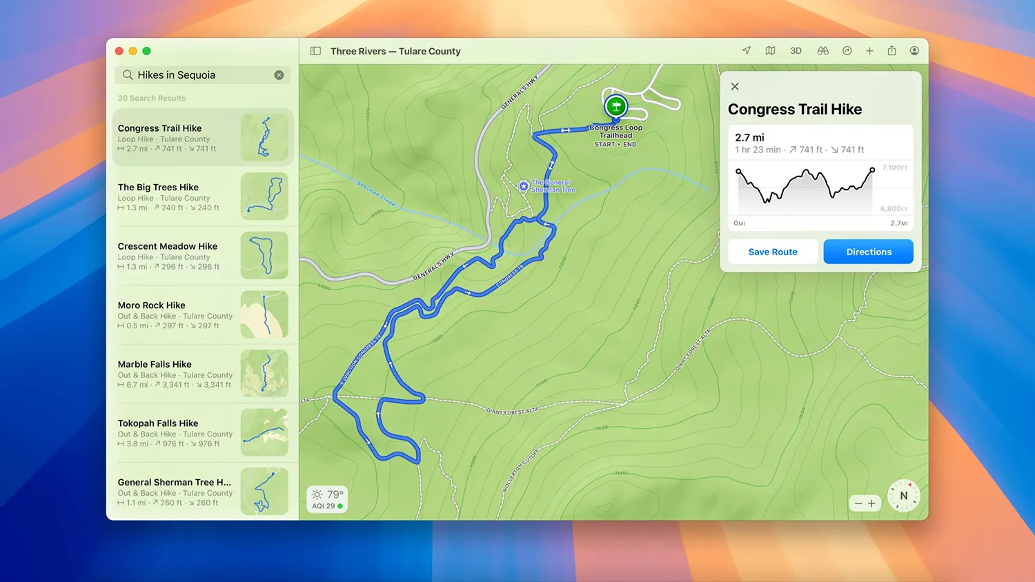 Topografische kaarten macOS Sequoia