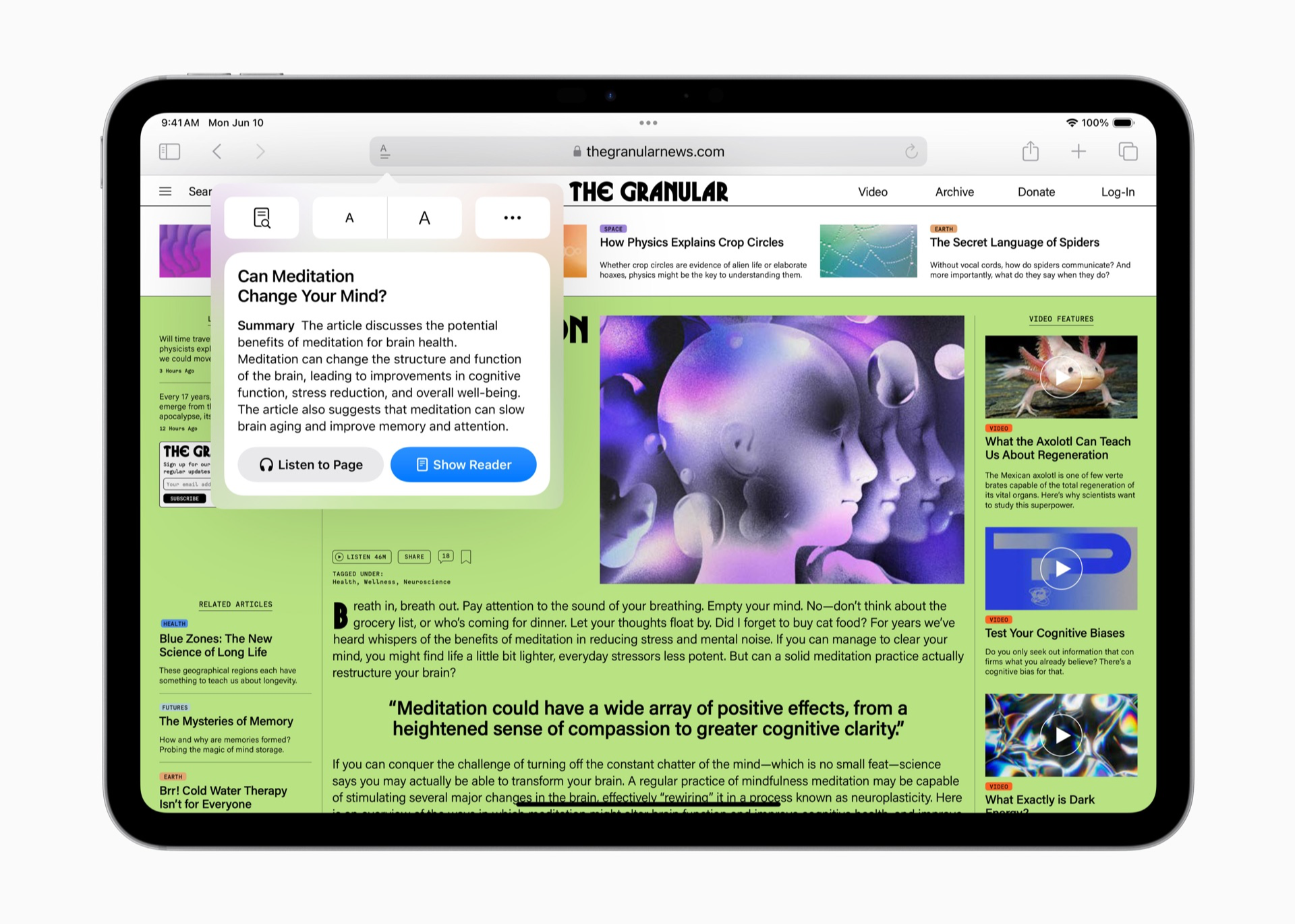 iPadOS 18 vernieuwde Reader in Safari