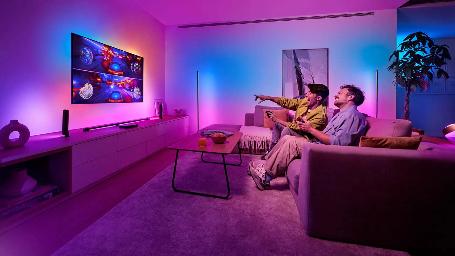 Philips Hue Play HDMI Sync Box 8K in woonkamer