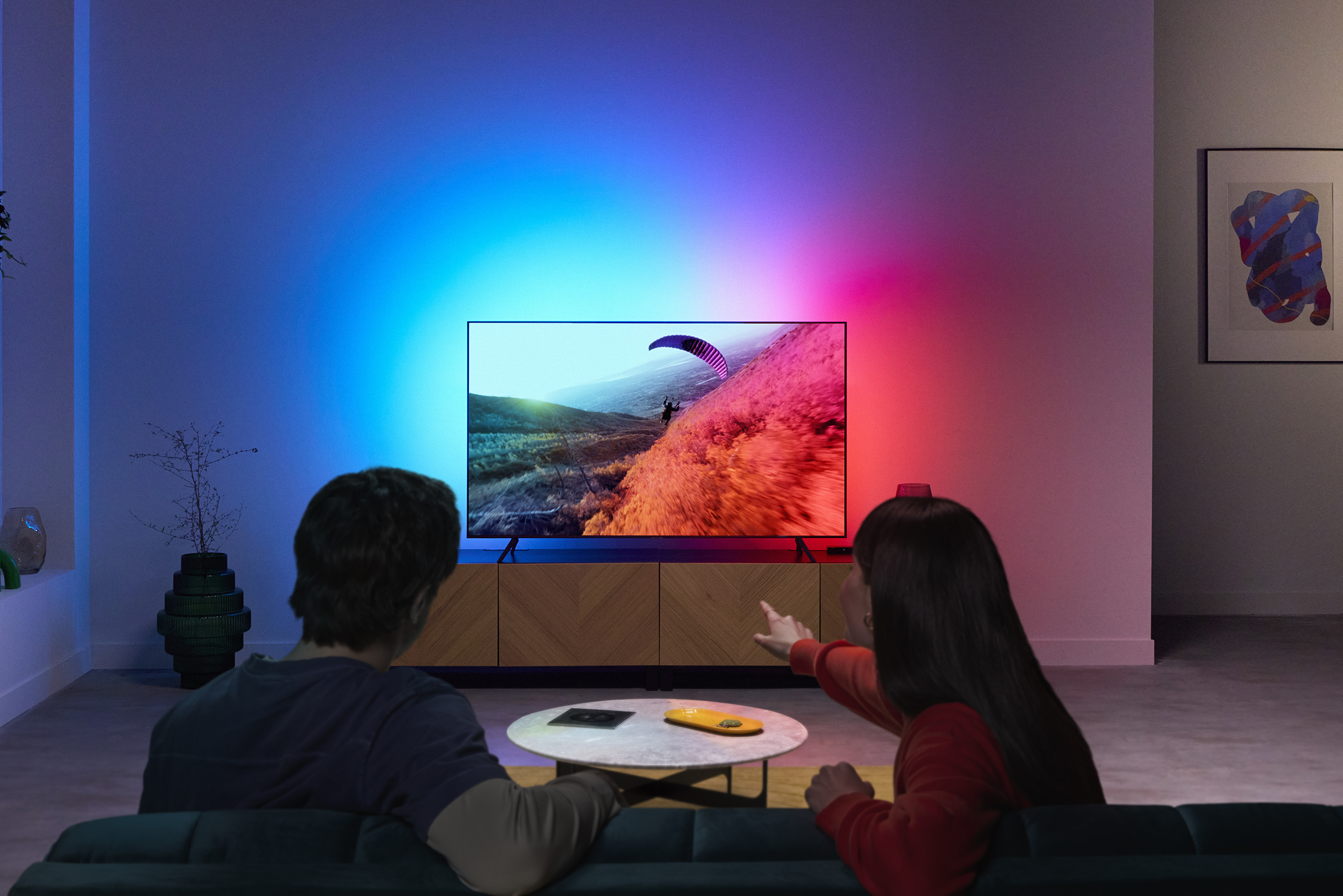 WiZ HDMI Sync Box met televisie