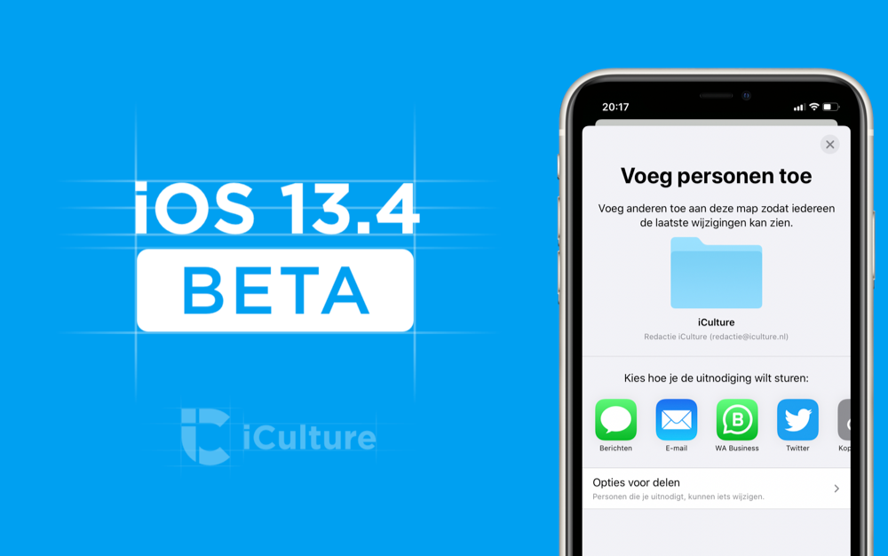 iOS 13.4 Beta nieuw.