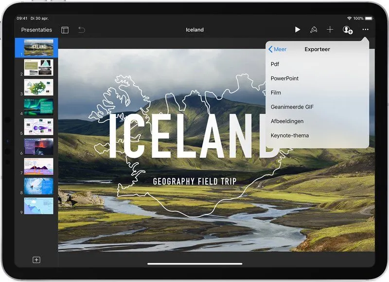 Keynote gebruiken op de iPad, iPhone en Apple Watch