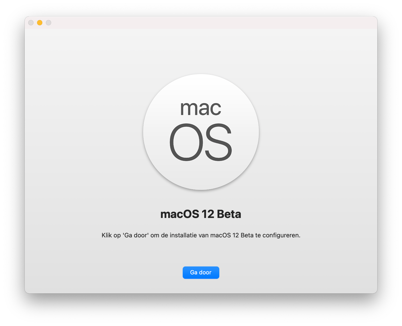 macOS 12 Beta installatiescherm