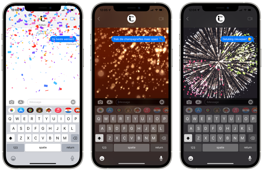 Fireworks and party effect in iMessage