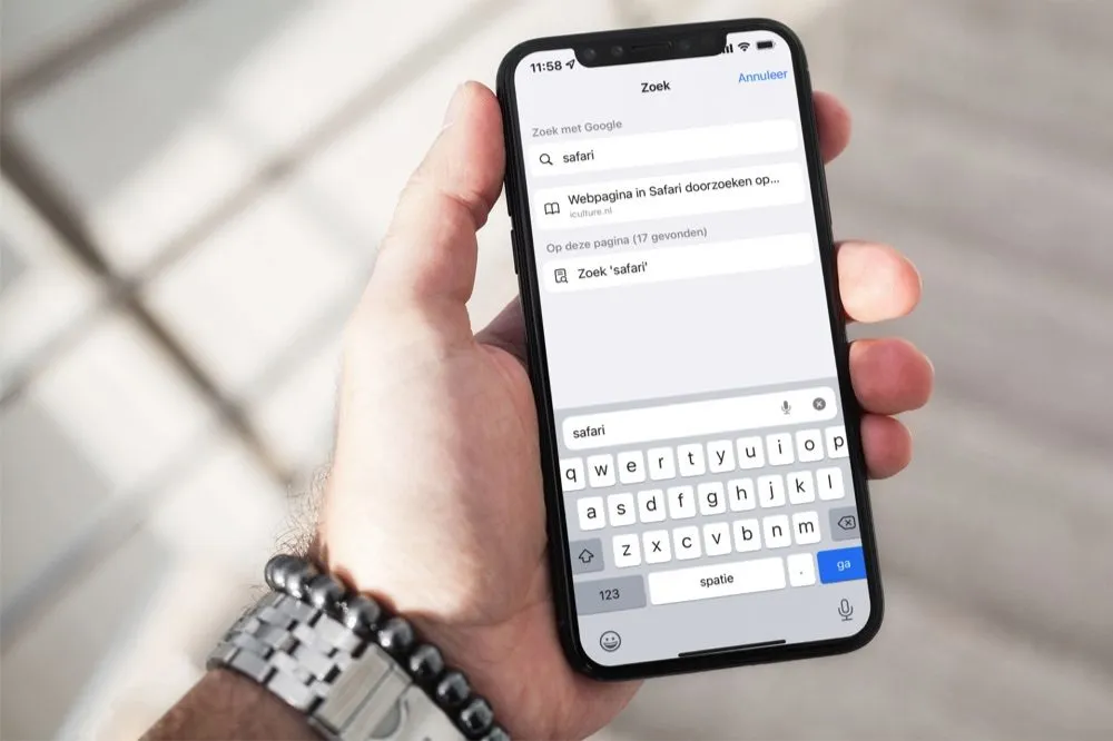 Webpagina in Safari doorzoeken op iPhone en iPad