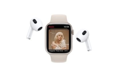 Apple Watch met AirPods muziek afspelen.